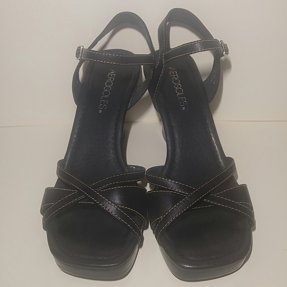 Black Aerosoles High Heels with Leather Straps